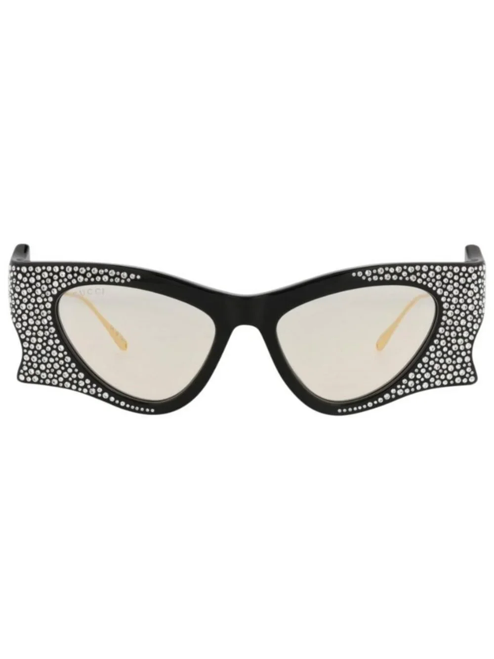 New Gucci Womens Cat Eye Black Gold Yellow Fashion Designer Sunglasses